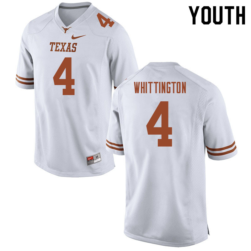 Youth #4 Jordan Whittington Texas Longhorns College Football Jerseys Sale-White